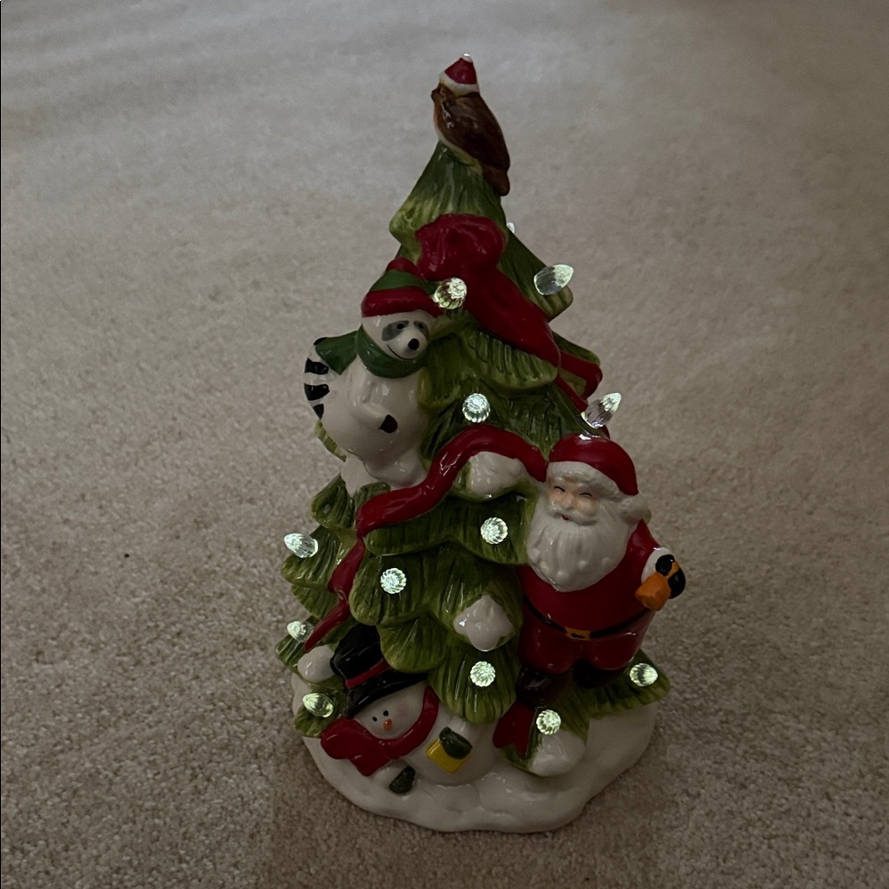 Festive Santa and Snowman Holiday Tree Figurine